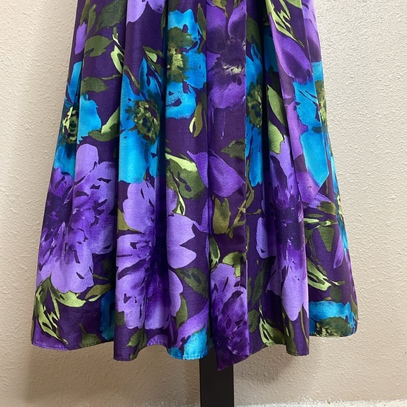 Jessica Howard Women’s Floral Jacquard A-Line Midi Pleated Sleeveless Dress 12W - Picture 4 of 13